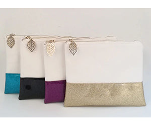 Glitter Make up Bag - Canvas Aqua —